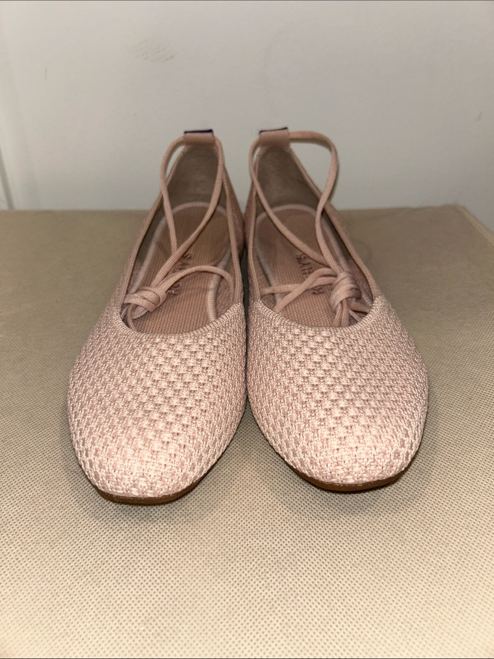 Rothy's The Square Wrap ballet flats in a light pink knit fabric, Size 7.5 - Picture 2 of 10